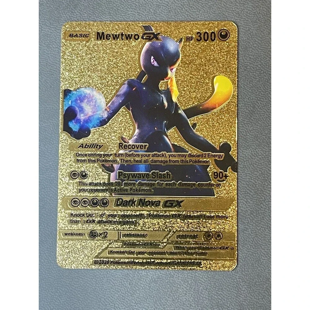 Pokemon Novelty Mewtwo Gold Full Fan Art Card Lot (3) EX GX Tag Team Mew Promo
